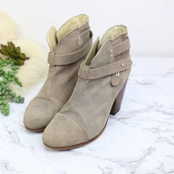 Rag & Bone Harrow Taupe Brown Suede Leather Ankle Boots Size 38.5 Women's - Picture 2 of 6